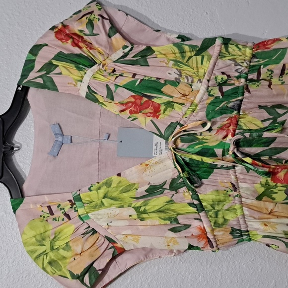 Antonio Melani Vitoria Pink Tropical Print Plunge V-Neck Cap Sleeve Maxi… - Picture 5 of 7